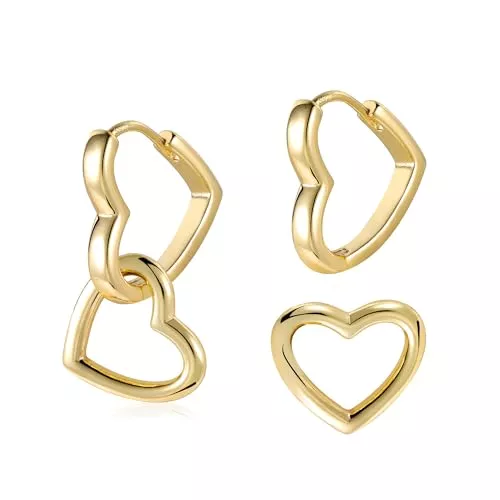 ALEXCRAFT Schmuck ALEXCRAFT Ohrringe Silber 925 Hängend Doppel Creolen Ohrringe mit Anhänger für Damen Frauen, 14k Vergoldet Geometrie Ohrringe Kleine Silber 925 Creolen Anhänger Hängend Tropfen Ohrringe