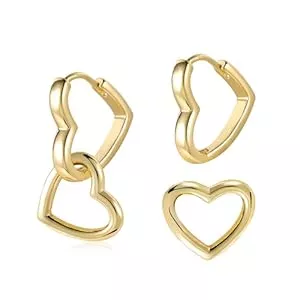 ALEXCRAFT Schmuck ALEXCRAFT Ohrringe Silber 925 Hängend Doppel Creolen Ohrringe mit Anhänger für Damen Frauen, 14k Vergoldet Geometrie Ohrringe Kleine Silber 925 Creolen Anhänger Hängend Tropfen Ohrringe