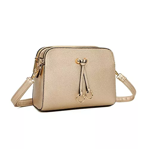 ELIOX Taschen & Rucksäcke ELIOX - Damen Kleine Umhängetasche - PU Leder Feste Schultertasche - Kette Schulterriemen Abendtasche - Reißverschluss Handtasche - City Clutch Party Zip Crossbody Bag Mode