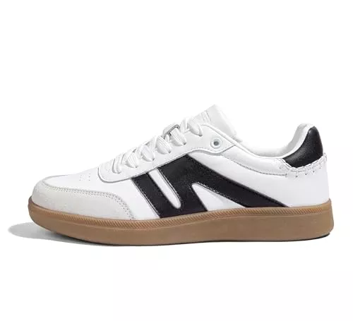 LUCKY STEP Sneaker & Sportschuhe LUCKY STEP Damen Klassische Retro Sneaker mit Gummisohle - Modische Leder-Freizeitschuhe für Tennis und Skateboarden, rutschfeste Turnschuhe