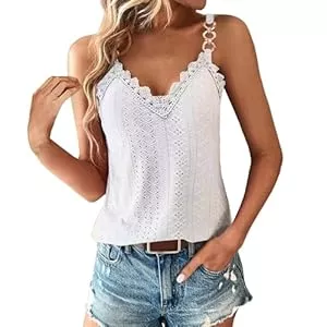 Generisch Tops Tanktops Frauen Damen Sexy Party Blusentop Sommertops - & Träger-Tops Für Tshirt Spitzen Locker Blusentops T-Shirt Y2k Ärmelloses Shirt Ärmellose Bluse Elegant Neckholder Top Spaghettiträger