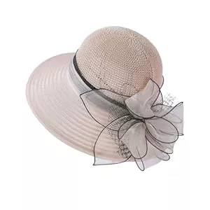 SRZYMJ Hüte & Mützen SRZYMJ Kentucky Hut für Damen, Organza-Derby-Hut, Braut, Hochzeit, Kirche, Teeparty, breite Krempe, Sommer-Sonnenkappe Sonnenhut Damen Karomuster Fischerhut Gelb Sonnenschutz Herren
