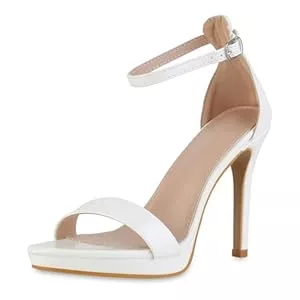 VAN HILL Sandalen & Slides VAN HILL Damen Sandaletten High Heels mit Pfennigabsatz Lack Plateau Vorne