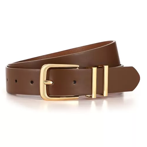 JasGood Gürtel JasGood Damen Ledergürtel für Jeans Hosen Kleider Mode Goldschnalle Damengürtel Damen Leder Gürtel