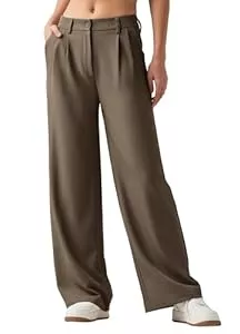 WILLIT Hosen WILLIT Damen Hosen Weites Bein Stoffhose Bequeme Elegante Damenhose Lässig Hohe Taille Business Hose mit Taschen 28"/30"/32"