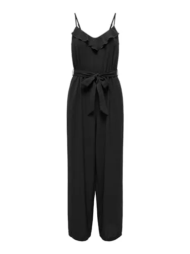 ONLY Jumpsuits ONLY Damen Jumpsuit Gürtel Taille Rüschen Schmale Träger Eleganter Einteiler