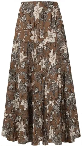 Genfien Röcke Genfien Rock Damen Lang Elegant Chiffon Röcke mit Futter Elastische Taille Taille Maxirock Casual Freizeitrock Hochzeit Cocktail Skirt