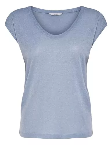 ONLY T-Shirts ONLY Damen Einfarbige Kurzarm Bluse Basic Rundhals Ausschnitt Blusen T-Shirt Blouse Oberteil ONLVIC