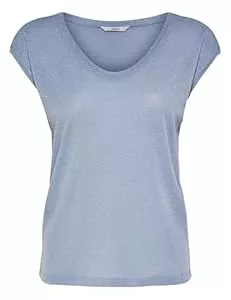 ONLY T-Shirts ONLY Damen Einfarbige Kurzarm Bluse Basic Rundhals Ausschnitt Blusen T-Shirt Blouse Oberteil ONLVIC
