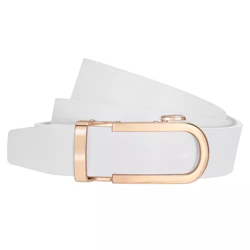 SUOSDEY Gürtel SUOSDEY Damen Ratschengürtel, automatischer Ledergürtel für Jeans Hosen Kleider mit goldener/silber Schiebeschnalle, 3.1 cm Breite