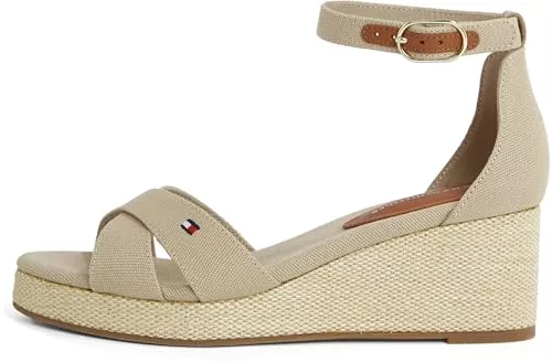 TOMMY HILFIGER Sandalen & Slides TOMMY HILFIGER Damen Flag Criss-CROS Mid Wedge Espad Fw0fw08481 Keil-Espadrilles