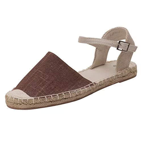 Japanwelt Sandalen & Slides Japanwelt Espadrilles für Damen I Riemchen - Sommer-Latschen Espandrillos Damen-Slipper Sommerschuhe Leinenschuhe Spanisch Leinenschuhe Plateau Mokassin Espandrilles Schlüpfschuhe Halbschuhe