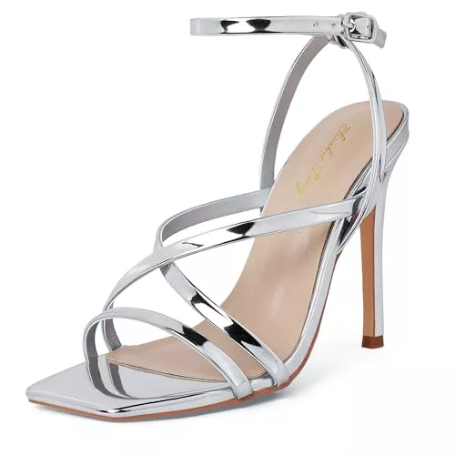 Zhabtuc Sandalen & Slides Zhabtuc Modische Damen-Sandalen mit offenem Zehenbereich und hohem Absatz, Riemchen-Fesselriemchen, Stilettoabsatz, 11 cm Absatz, sexy Designs für Hochzeiten und Partys