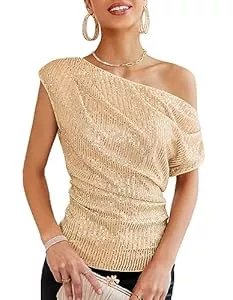 GRACE KARIN Ärmellose Blusen GRACE KARIN Damen Pailletten Oberteil Glitzer Party Tops Festliches Outfit