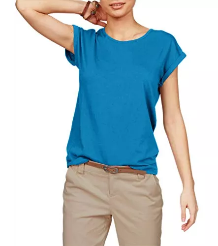 TrendiMax Kurzarmblusen TrendiMax Damen T-Shirt Einfarbig Rundhals Kurzarm Sommer Shirt Locker Oberteile Basic Tops