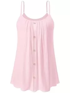 vislivin Ärmellose Blusen vislivin Top Damen Sommer mit Integriertem BH Spaghetti Tank Tops Loose Unterhemd Cami Oberteile Knopf Ärmellose Bluse Trägertops