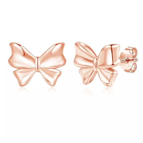 Estrellique Schmuck Estrellique 925 Sterling Silber Ohrstecker, Silber Klein Schleifen Ohrringe, Unregelmäßige Quadrat Perlen Ohrstecker für Damen, Quadrat Stecker mit Zirkonia, Hypoallergen Einfache Ohrschmuck Geschenke