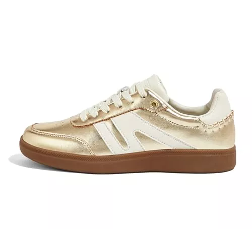 LUCKY STEP Sneaker & Sportschuhe LUCKY STEP Damen Klassische Retro Sneaker mit Gummisohle - Modische Leder-Freizeitschuhe für Tennis und Skateboarden, rutschfeste Turnschuhe