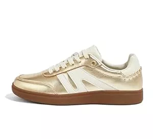LUCKY STEP Sneaker & Sportschuhe LUCKY STEP Damen Klassische Retro Sneaker mit Gummisohle - Modische Leder-Freizeitschuhe für Tennis und Skateboarden, rutschfeste Turnschuhe