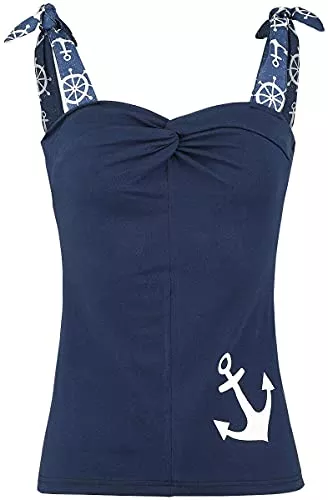 Rockabella Tops Rockabella Cheryl Top Frauen Top blau Rockabilly, Rockwear