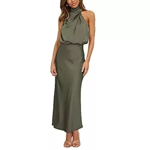Kuukaas Party Kuukaas Satin Kleid Damen Elegant Cocktailkleid Damen Ärmellos Abendkleider Partykleid Maxikleid Sommer