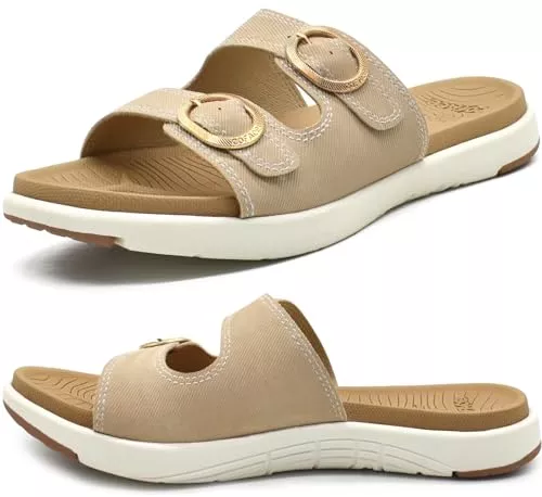 COFACE Sandalen & Slides COFACE Sandalen Damen Orthopädische Comfortfüße Plantarfasziitis Arch Support Orthotic Slides Sandalen Sommer badelatschen Leicht Outdoorsandale Verstellbare Riemen Yoga fussbett,Größe 35-42