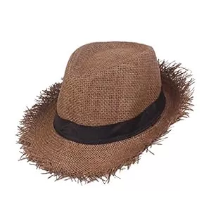Kielsjajd Hüte & Mützen Kielsjajd Strohhut Gärtner, Strohhut Herren Damen, geflochten ausgefranst Sommerhut Damen Herren Sonnenhut Strandhut Hawaii Hut - ideal für den Urlaub am Strand Garten oder Sommer Partys