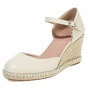 MJIASIAWA Sandalen & Slides MJIASIAWA Closed Toe Sandalen Damen Knöchelriemchen Mode Keilabsatz Plateau Espadrilles