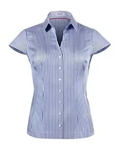 Vincenzo Boretti Hemdblusen Vincenzo Boretti Bluse, modern-fit/leicht tailliert, Hemdkragen, Kurzarm - bügelleicht