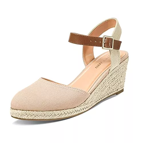 PIZZ ANNU Sandalen & Slides PIZZ ANNU Sandalen Damen Espadrilles Plateau Wedges Sandaletten mit Geschlossene Keilabsatz Sommerschuhe Sommer Pumps Frauen Schuhe EU 36-42