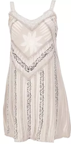 GURU SHOP Freizeit GURU SHOP Besticktes Indisches Kleid, Minikleid, Damen, Weiß, Synthetisch, Size:40