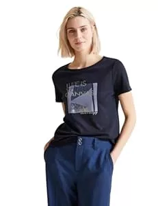 Street One T-Shirts STREET ONE Damen Kurzarmshirt mit Dekosteinen