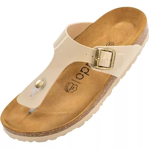 Palado Sandalen & Slides Palado Pantoletten Damen Kos - elegante Zehentrenner Made in Spain - bequeme Sandalen mit Kork-Fußbett - modische Sommerschuhe