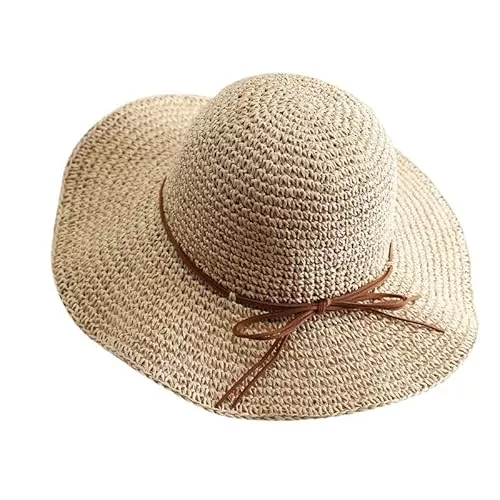 RVROVIC Hüte & Mützen RVROVIC Women's Floppy Straw Sun Hat Foldable Summer Beach Hat Packable Roll Up Wide Brim Crochet Bucket Hat