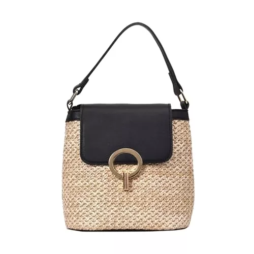 Generisch Taschen & Rucksäcke Strohtaschen Damen Basttasche Korbtaschen Damen Boho Tasche Kleine Strandtasche Strand Stroh Handtasche Crossbody Tasche FüR Damenreisen Und Urlaub