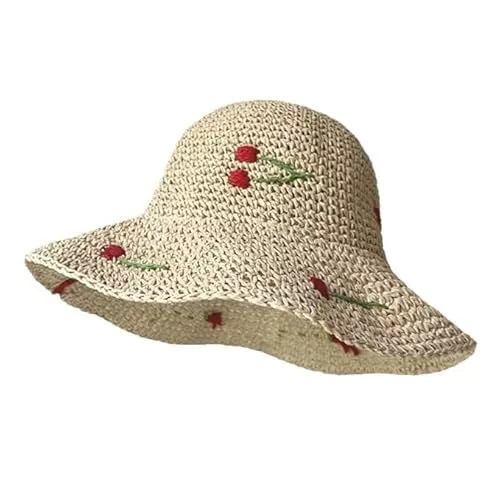 WEIGEER Hüte & Mützen WEIGEER Straw Hat Women Beach Sun Hat Foldable Wide Brim Floppy Summer Hat for Women Strohhut für Damen Weißer Strand-Sonnenhut Faltbar