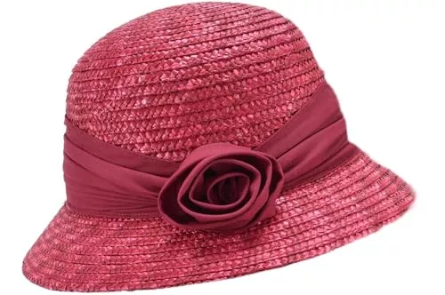 Seeberger Hüte & Mützen Seeberger Damen Sonnenhut Damenstrohhut eleganter Strohhut-Glocke mit Blume & UV-Schutz 80 Lila