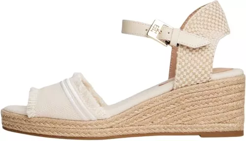 Tommy Hilfiger Sandalen & Slides Tommy Hilfiger Damen Fringe Canvas Medium Wedge Fw0fw08879 Keil-Espadrilles