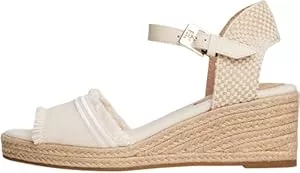 Tommy Hilfiger Sandalen & Slides Tommy Hilfiger Damen Fringe Canvas Medium Wedge Fw0fw08879 Keil-Espadrilles