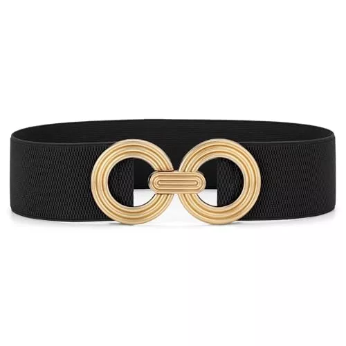 JasGood Gürtel JasGood Damen Breiter Elastischer Taillengürtel Stretchy Gürtel für Kleider Hüftgürtel Goldener Schnalle Gürtel für Damen
