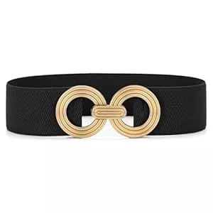 JasGood Gürtel JasGood Damen Breiter Elastischer Taillengürtel Stretchy Gürtel für Kleider Hüftgürtel Goldener Schnalle Gürtel für Damen