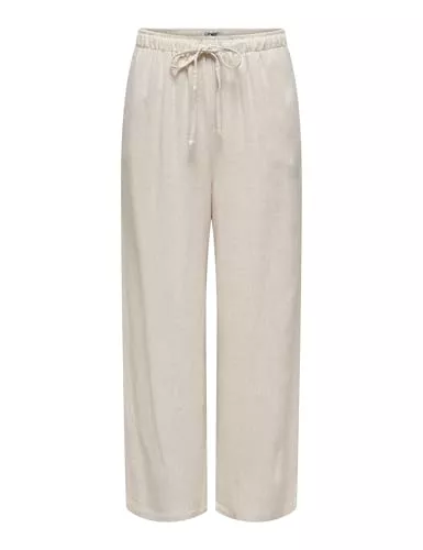 ONLY Hosen ONLY Damen Hose ONLSIESTA MW Pull-UP Linen Mid Waist Relaxed Fit - Beige