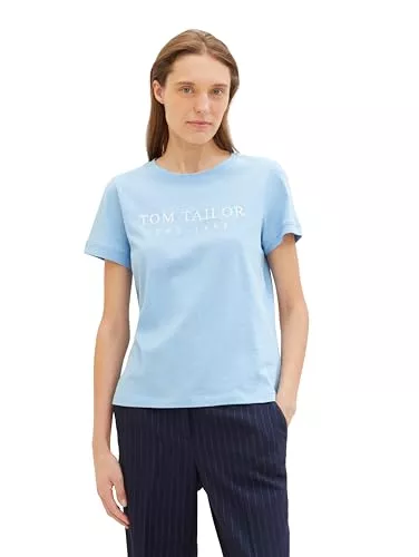 TOM TAILOR T-Shirts TOM TAILOR Damen Basic T-Shirt mit Logo-Print
