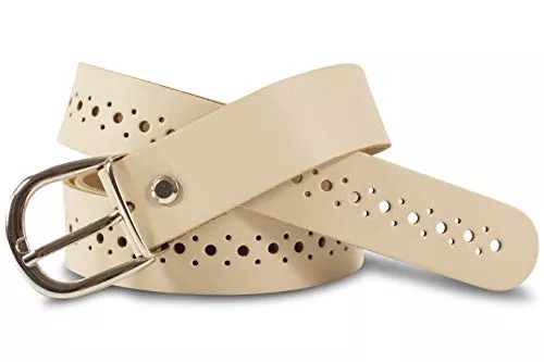 SCAMODA Gürtel SCAMODA Damengürtel aus Echtleder mit Lochmuster, silberner Gürtelschnalle - Made in Germany