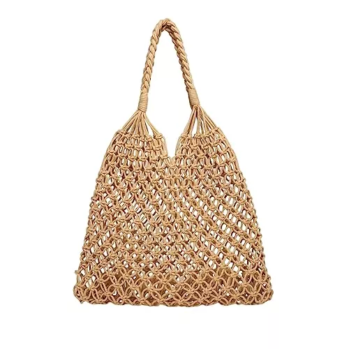 NICOLE & DORIS Taschen & Rucksäcke NICOLE & DORIS Groß Strandtasche Damen Stroh Shopper Handtasche Leichte Mesh Strandtasche Sommer Taschen Gewebt Einkaufstasche Tote Bag Strand Schultertasche