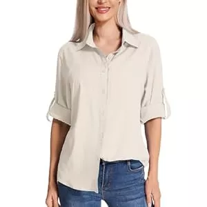 yeyity Langarmblusen yeyity Damen Hemdbluse UV Schutz Langarmshirt Damen Schnell Trocknende Sport Shirts Wandershirt Safari Casual Button Up Tops Strandurlaub Elegant Bluse