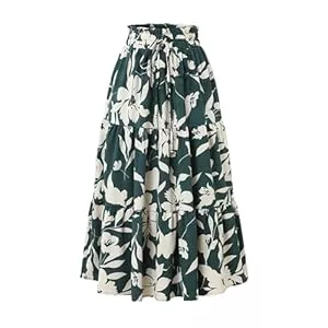 Generisch Röcke RöCke Damen Elegant Hohe Taille Sommerrock Leicht und Luftig Floral Midi Rock A-Line Casual Boho Strandrock