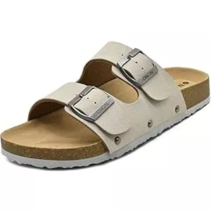 ONCAI Sandalen & Slides ONCAI Sandalen Damen Kork-Fußbett Pantoletten Damen Flach Rutschfest Sommer Badelatschen Mit Verstellbarer Rieme Größe 36-43