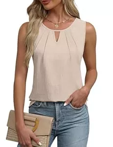 Chicrise Ärmellose Blusen Chicrise Tank Top Damen V Ausschnitt Oberteile Ärmellos Sommer Keyhole Elegant Bluse