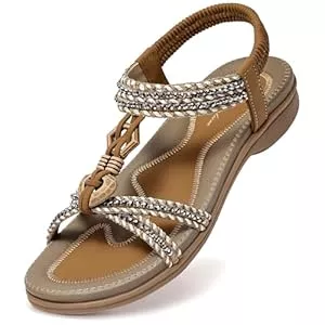 Littleplum Sandalen & Slides Littleplum Sandalen Damen Flach Sandaletten Bohemia Sommersandalen Bequem Sandale